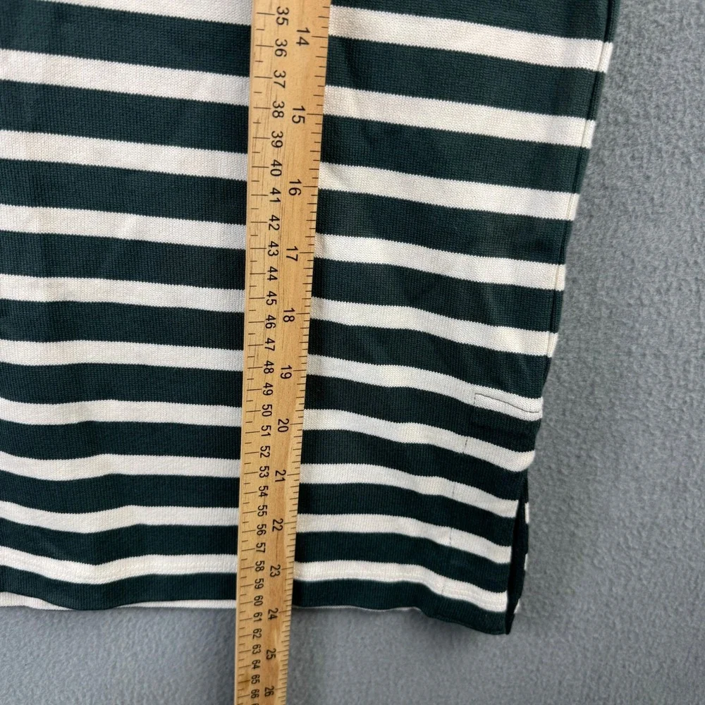 Boden Women's Dark Green and White Striped Long Sleeve Tee - Picture 3 of 9